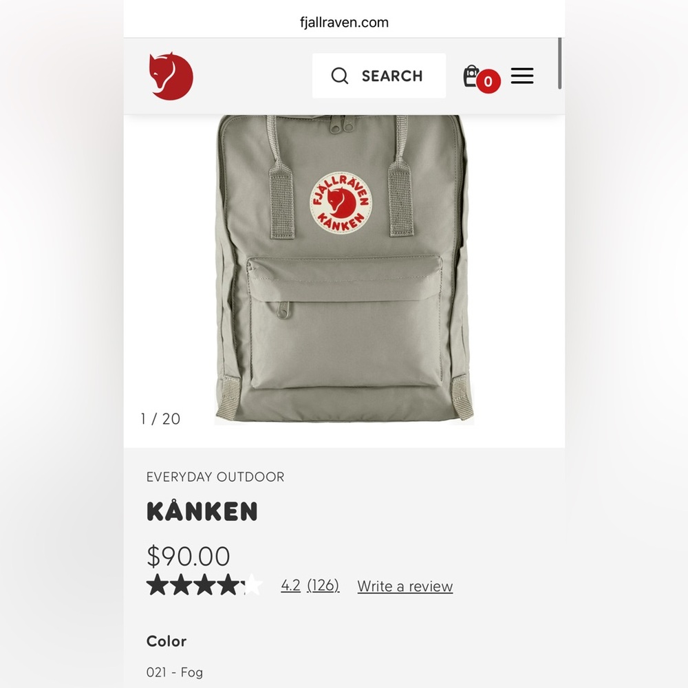 Fjallraven Kanken Backpack Fog